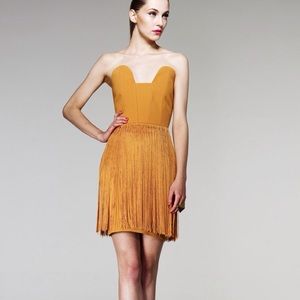 Aqua Couture Flapper Fringe Strapless Dress, Small